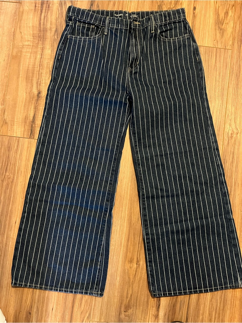 Old Navy Blue Pinstripe Wide-Leg Jeans